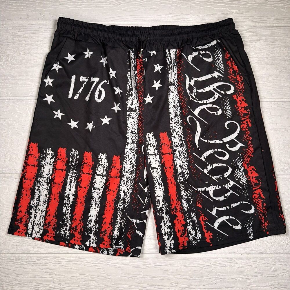 We The People 1776 American Flag Patriotic Shorts Mens XXXL 3XL Independence USA